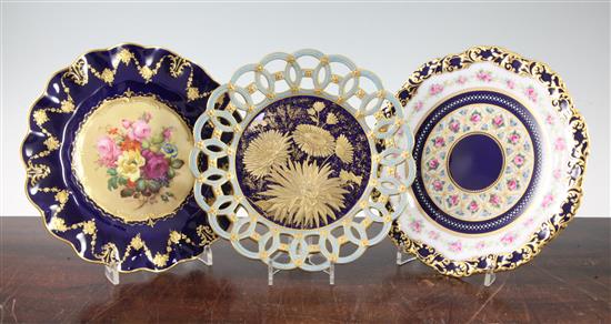 A Royal Crown Derby floral bouquet plate & 2 other plates